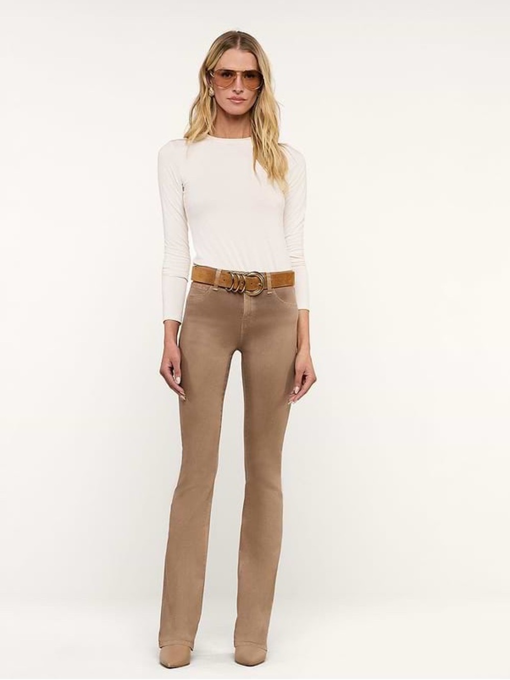L'AGENCE Taupe Flare High-Rise Jeans